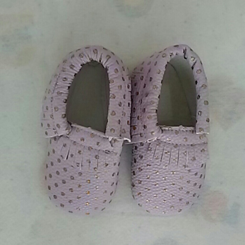 Purple and gold moccasins